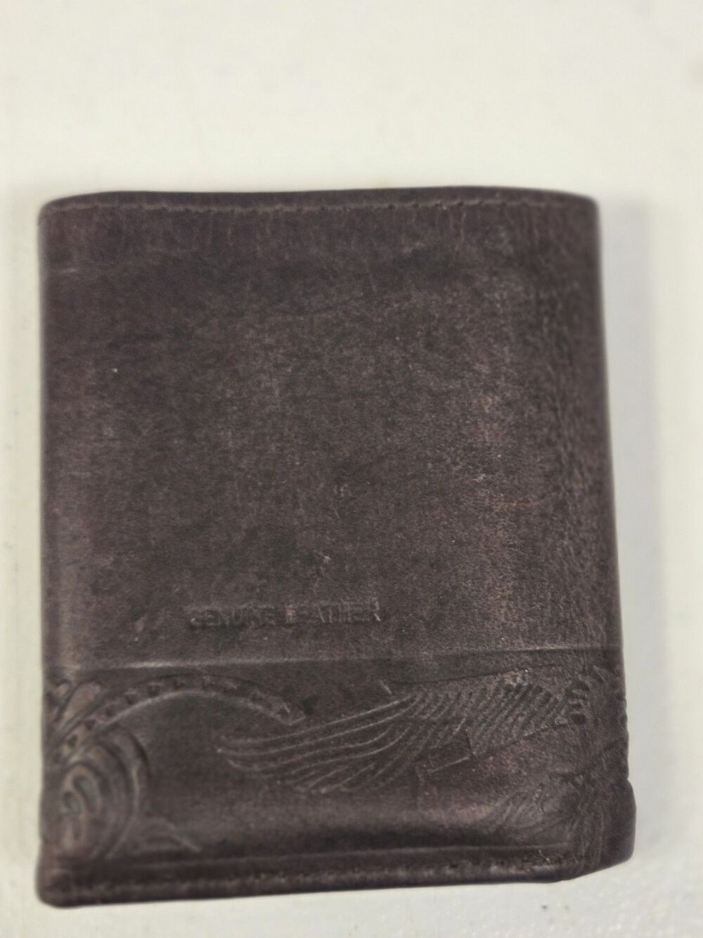 Wrangler Genuine Leather Trifold Wallet Brown Western‎ Embossed Scroll - Picture 3 of 10
